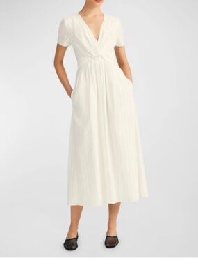 10 Crosby Derek Lam Esmeray Striped Linen-Blend Midi-Dress